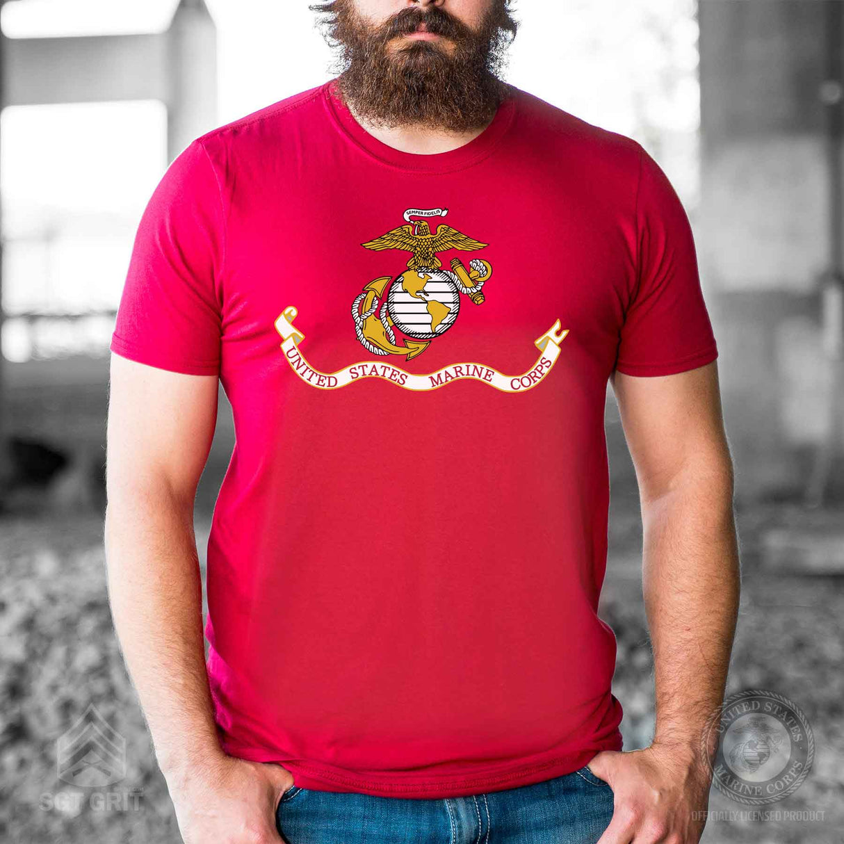 Marines EGA Emblem T-Shirt Red S-5XL - SGT GRIT