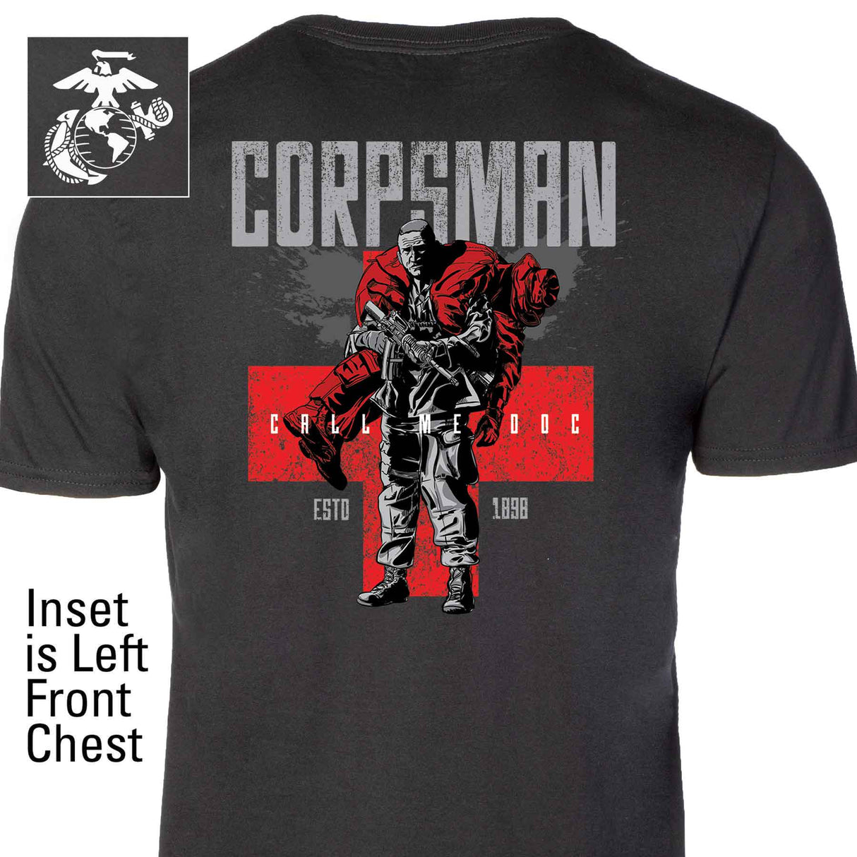 Corpsman Back With Left Chest T-shirt - SGT GRIT