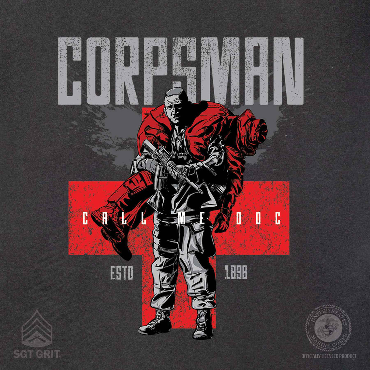 Corpsman Back With Left Chest T-shirt - SGT GRIT