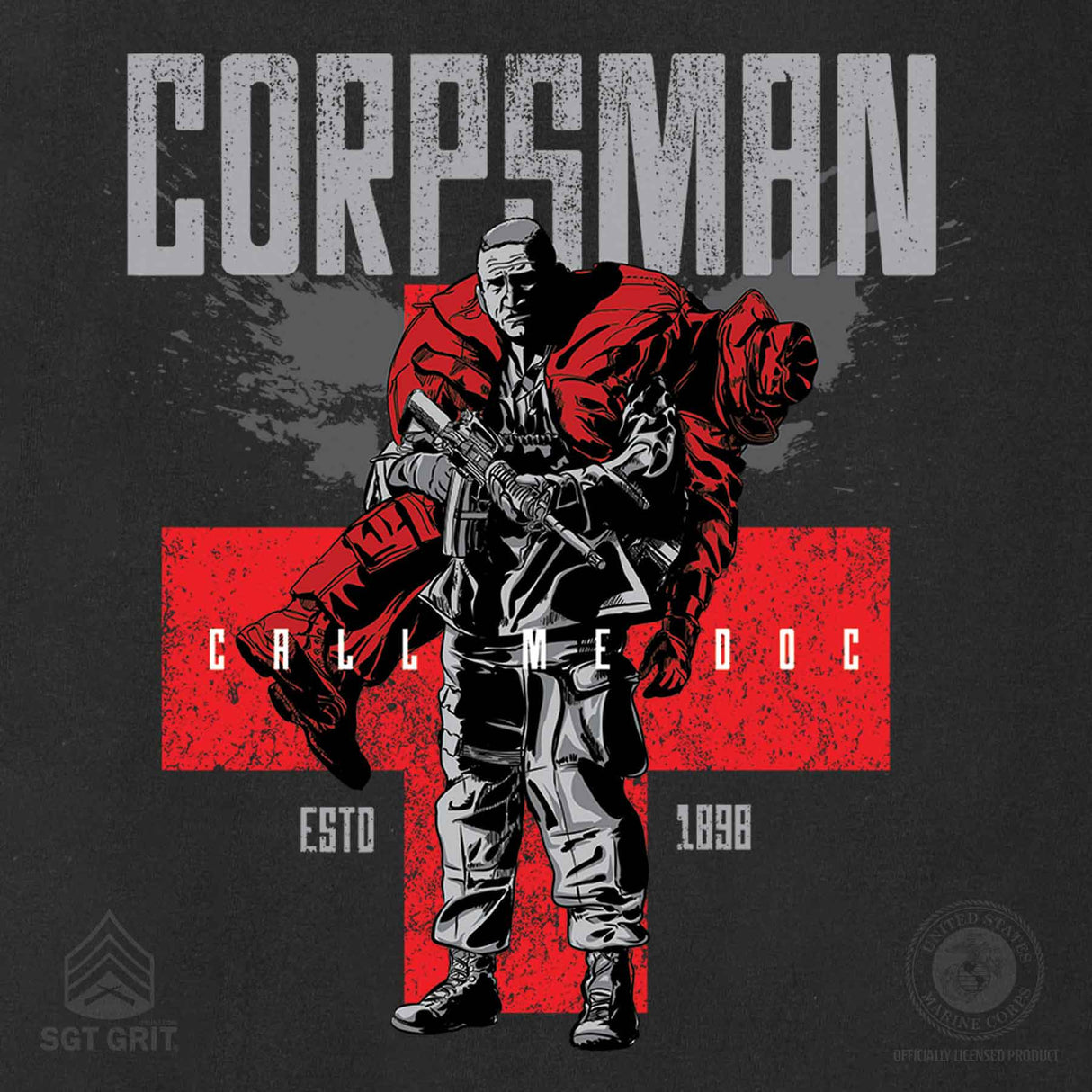 Corpsman Back With Left Chest T-shirt - SGT GRIT