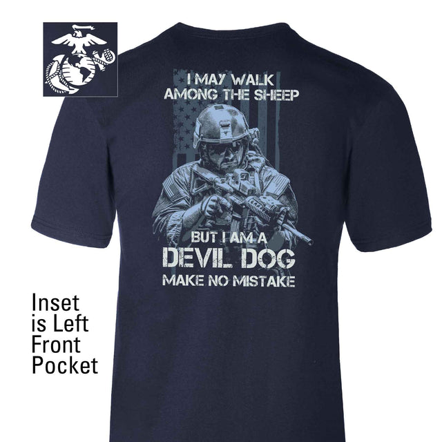 Devil Dog Make No Mistake Back With Front Pocket T-shirt - SGT GRIT