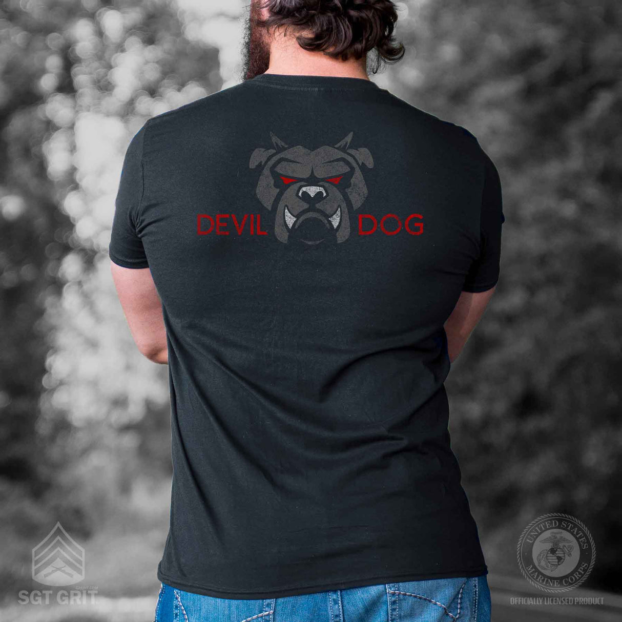 Devil Dog Back With Left Chest T-shirt - SGT GRIT