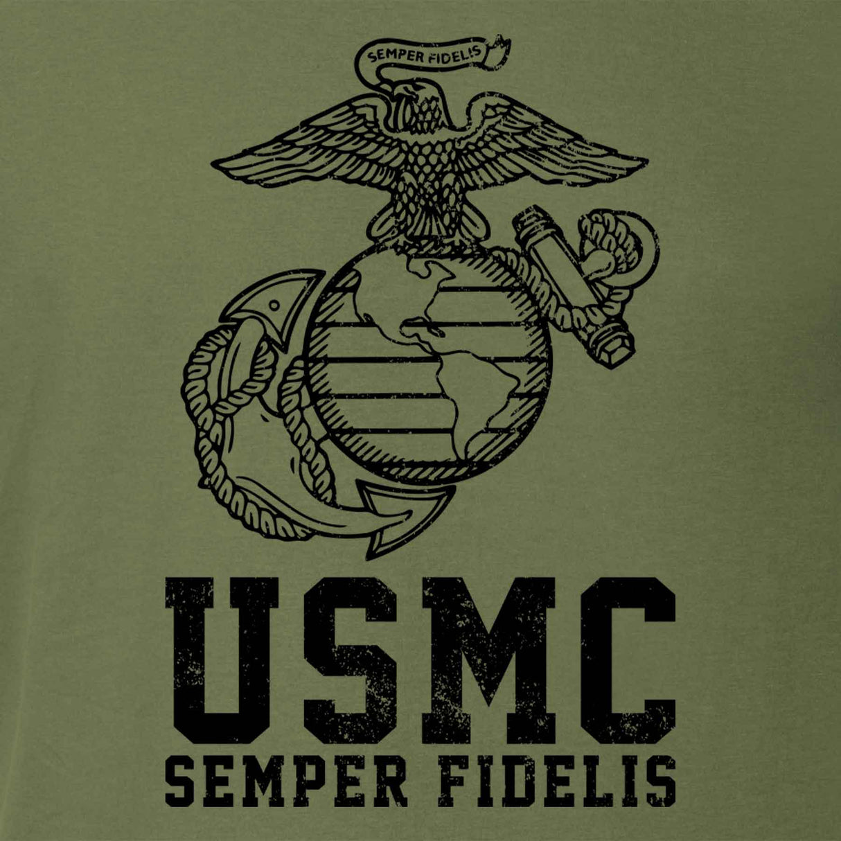 USMC Semper Fidelis T-shirt Gold on Red - SGT GRIT