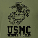 USMC Semper Fidelis T-shirt Gold on Red - SGT GRIT