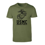 USMC Semper Fidelis T-shirt Gold on Red - SGT GRIT