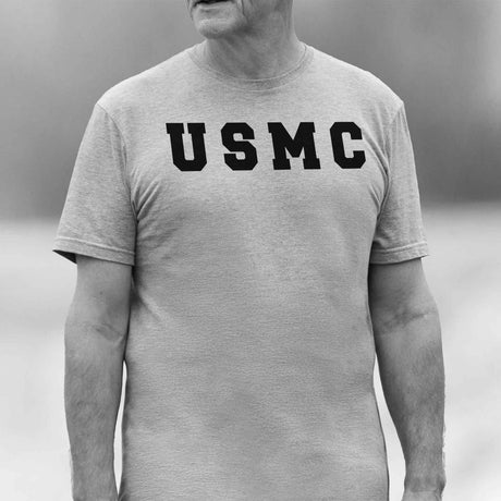 USMC Bold Black Letters on Gray T-shirt - SGT GRIT