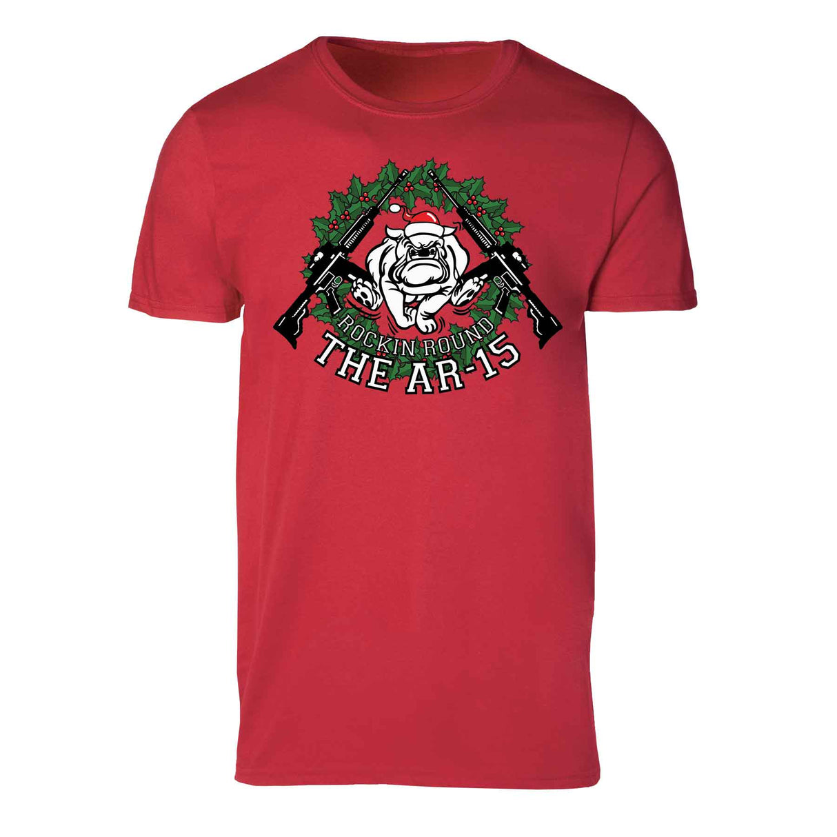 Marine Mascot Rockin' Around the AR-15 Holiday T-shirt - SGT GRIT