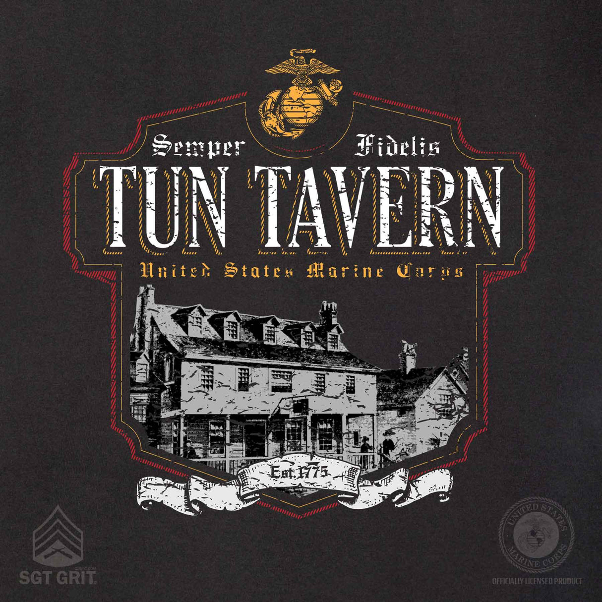 Semper Fidelis Tun Tavern Back With Left Chest T-shirt - SGT GRIT