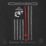 USMC Earned Never Given T-shirt - SGT GRIT