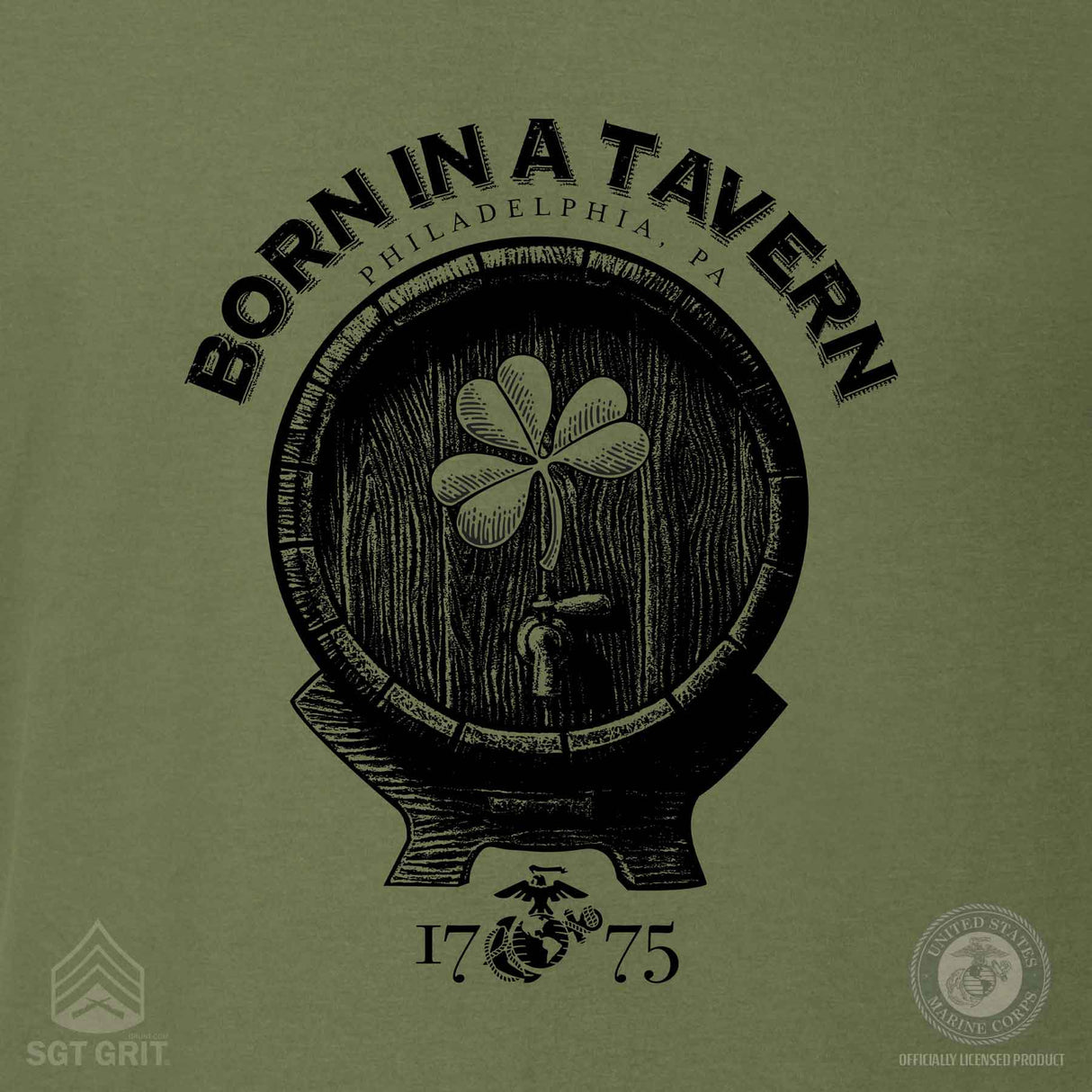 USMC Born In A Tavern Shamrock T-shirt - SGT GRIT