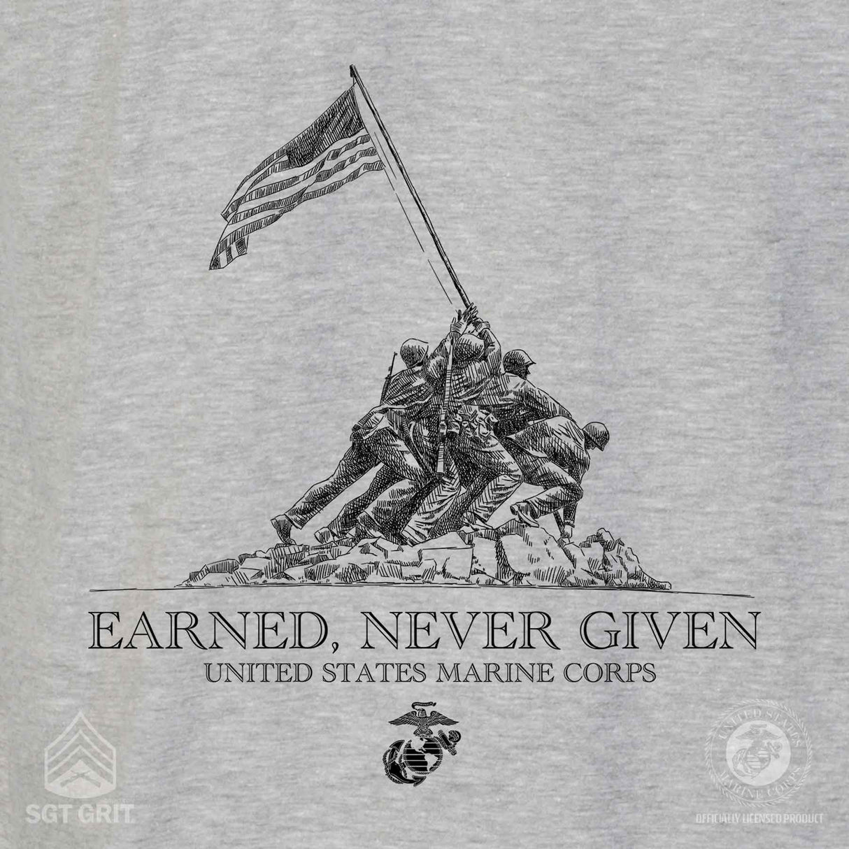 Earned Never Given Back With Left Chest T-shirt - SGT GRIT