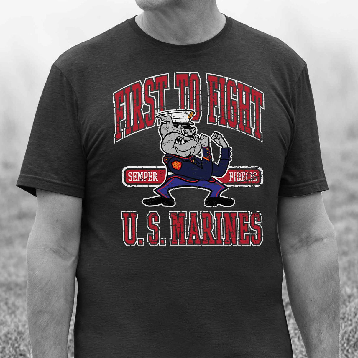 USMC First To Fight Bulldog T-shirt - SGT GRIT