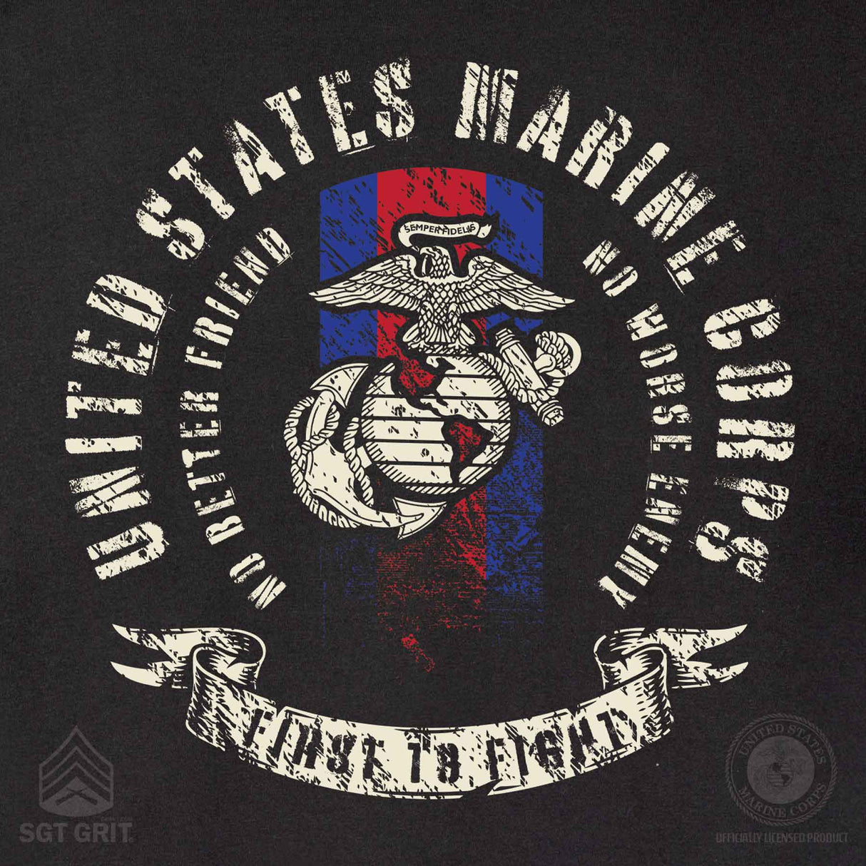 USMC Blood Stripe EGA T-shirt, Black - SGT GRIT