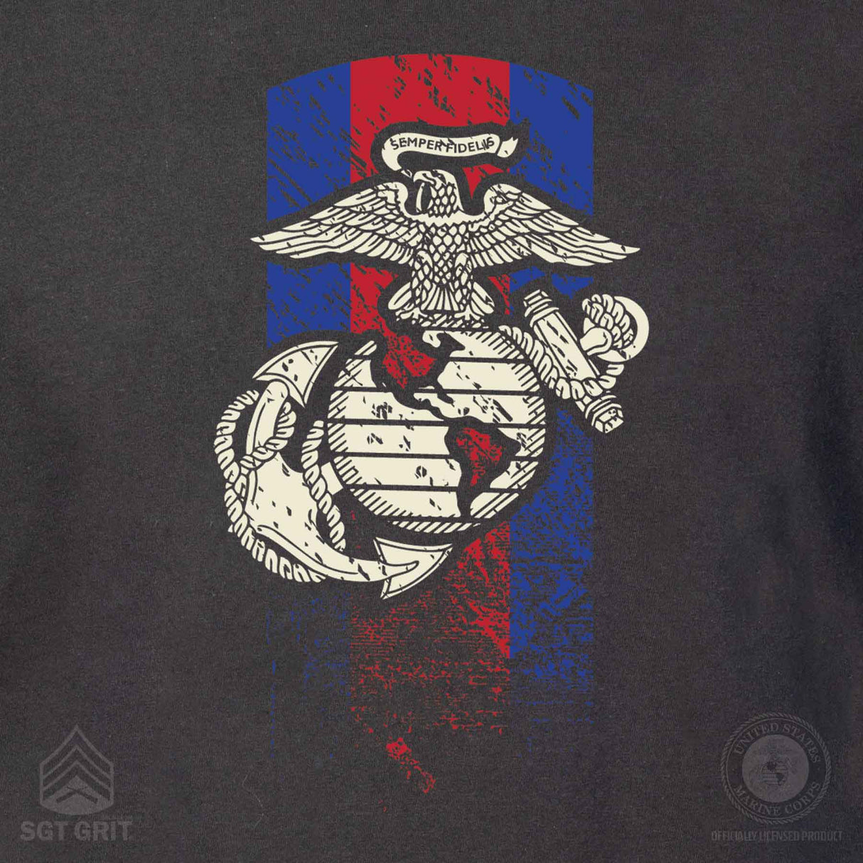 USMC Blood Stripe EGA T-shirt, Black - SGT GRIT