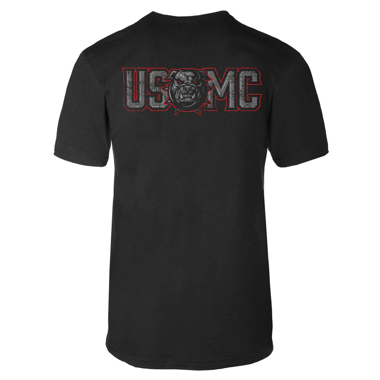 USMC Devil Dog Back With Front Pocket T-shirt, Gray EGA