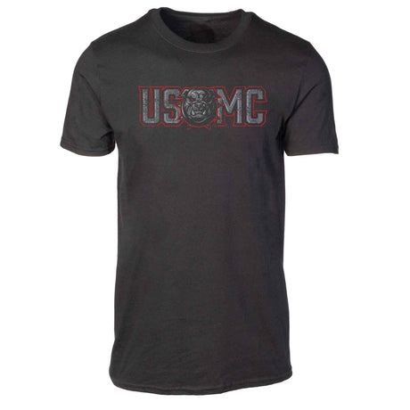 USMC Devil Dog Full Front T-shirt, Black - SGT GRIT