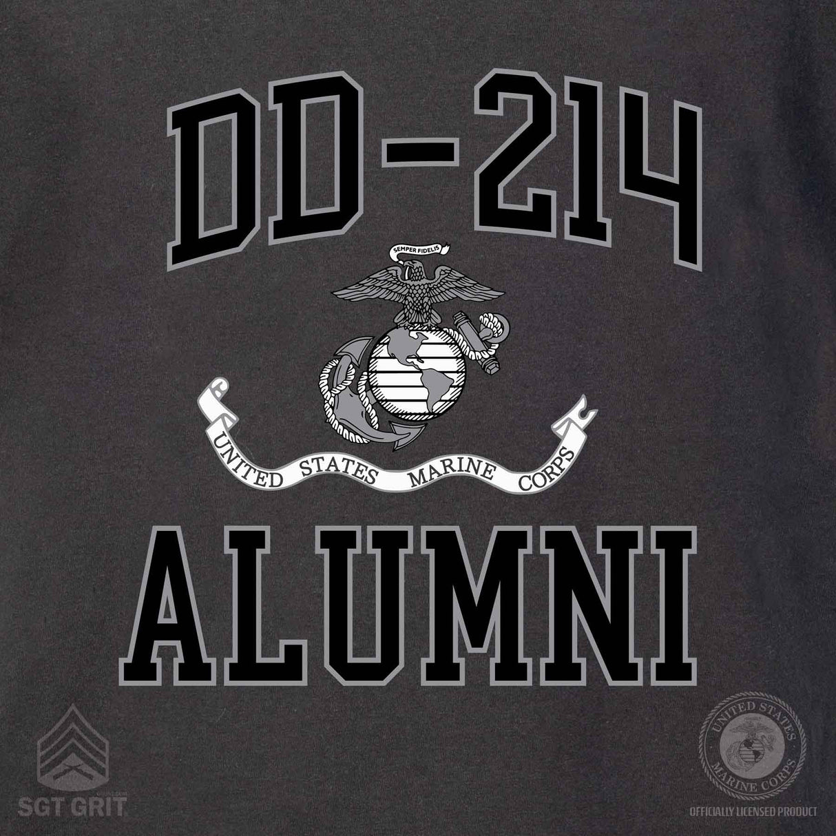 USMC DD-214 Alumni T-shirt, Black - SGT GRIT