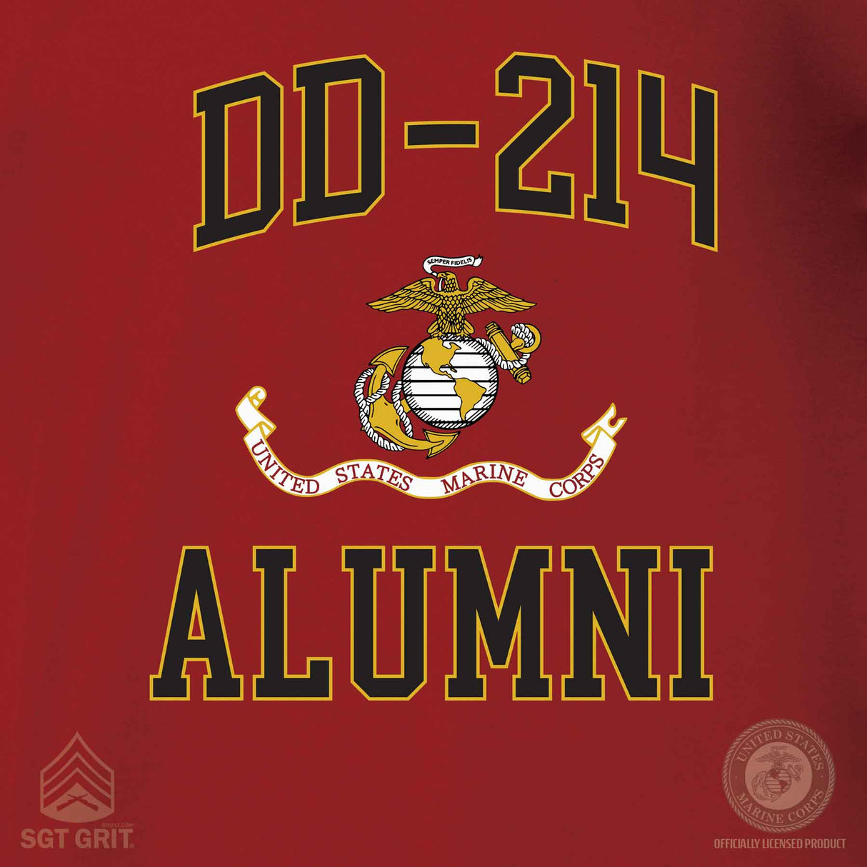 USMC DD-214 Alumni T-shirt, Garnet - SGT GRIT