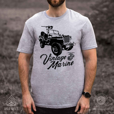 Vintage Marine Jeep Full Front T-shirt - SGT GRIT