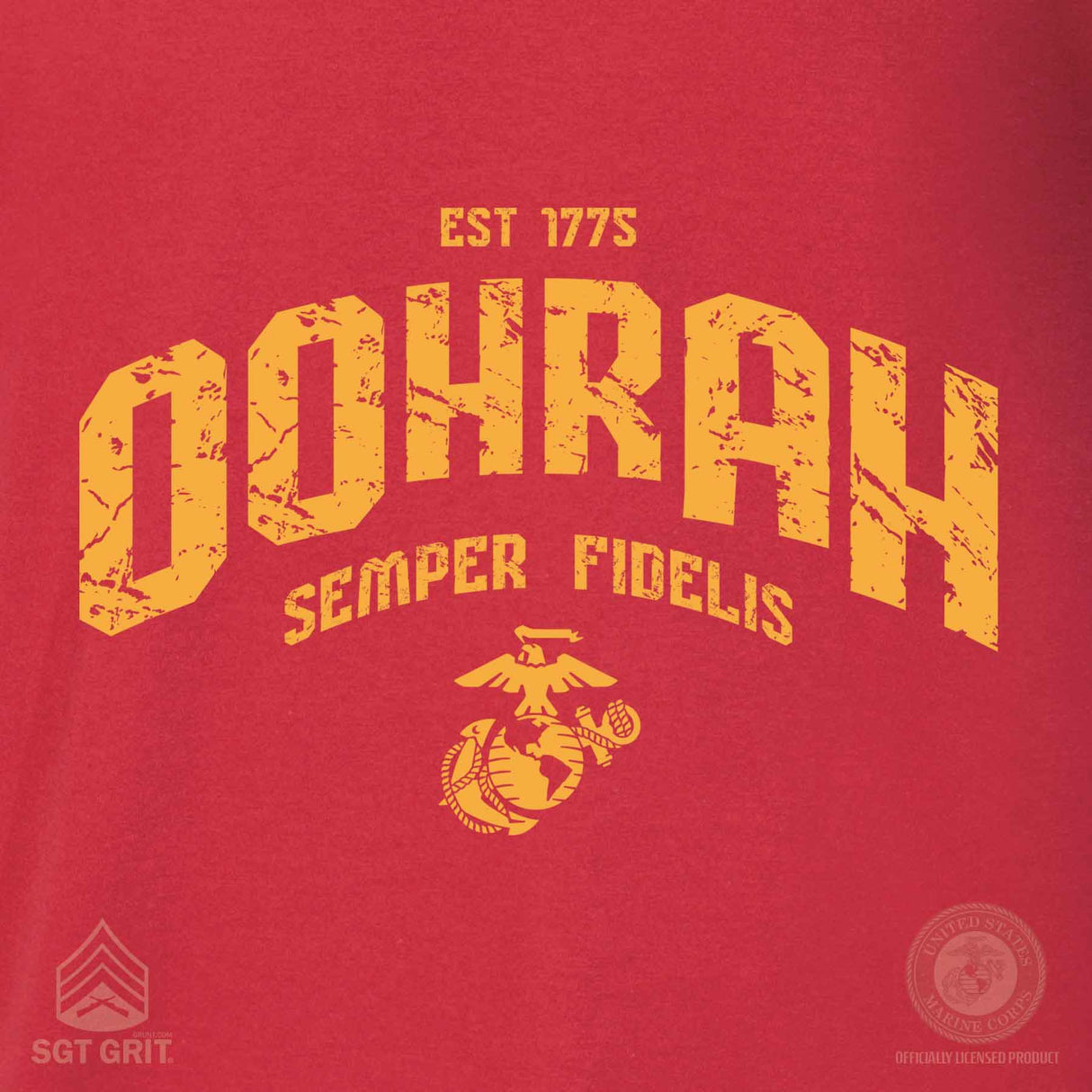 USMC Oohrah T-shirt, Red - SGT GRIT