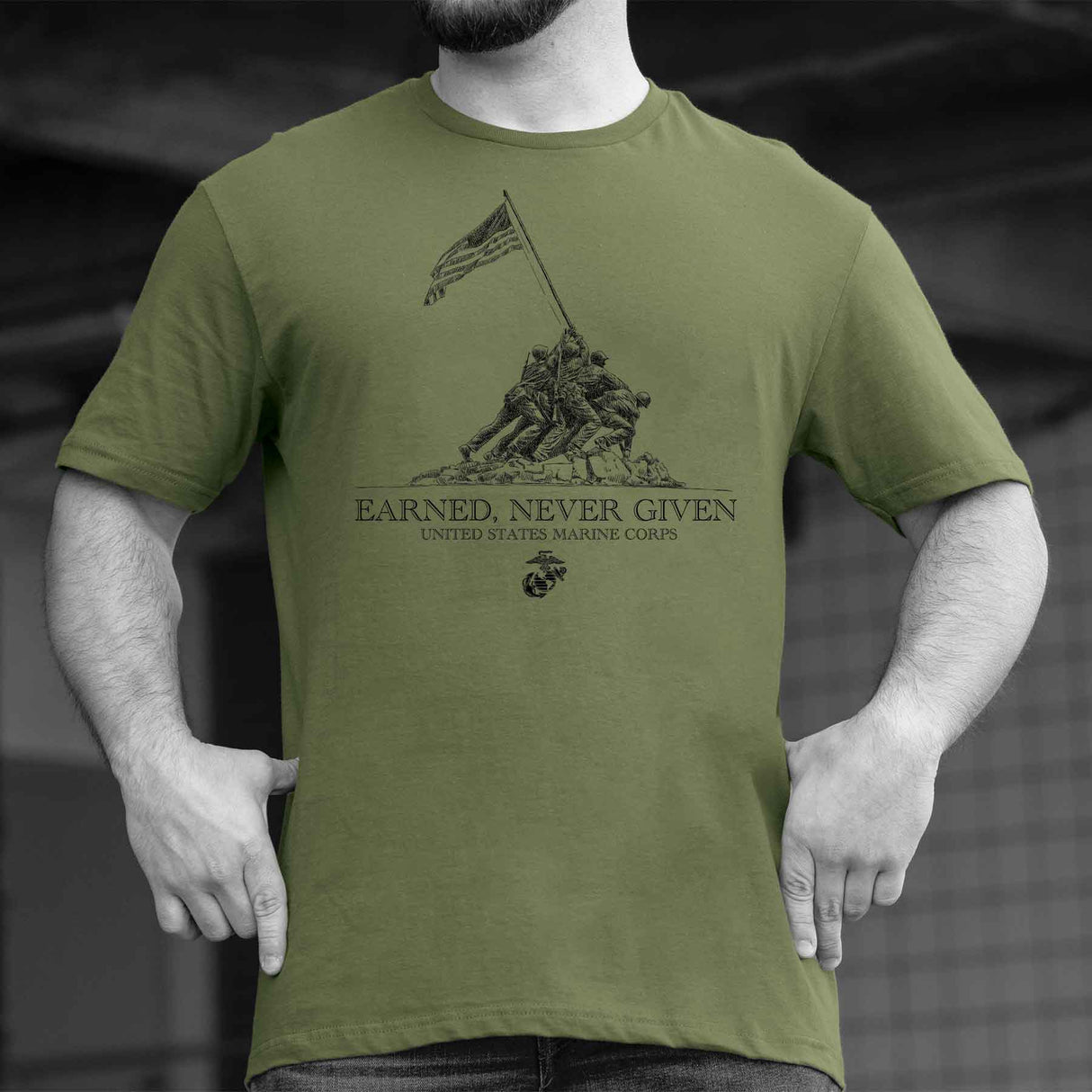 USMC Earned Never Given T-shirt - SGT GRIT