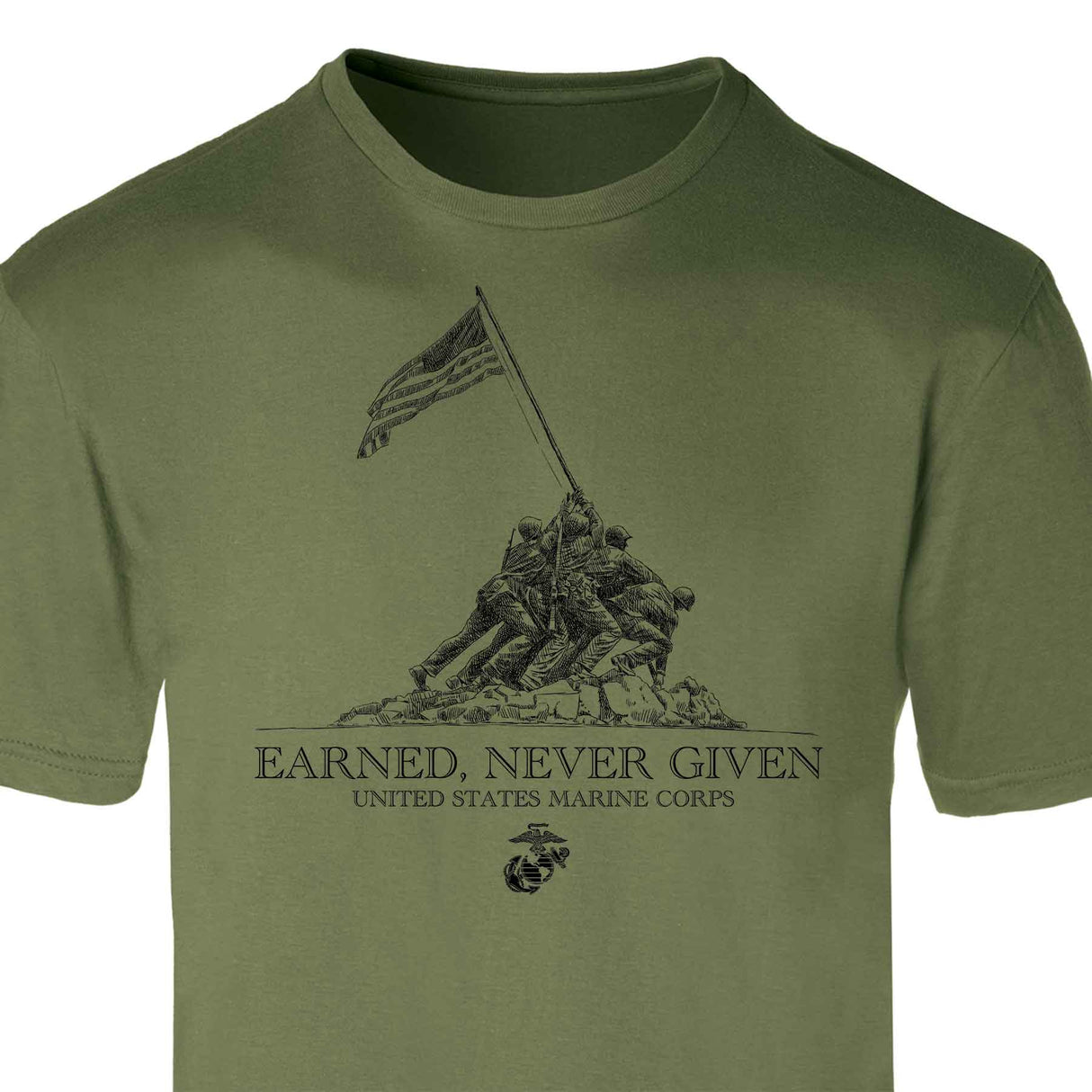 USMC Earned Never Given T-shirt - SGT GRIT