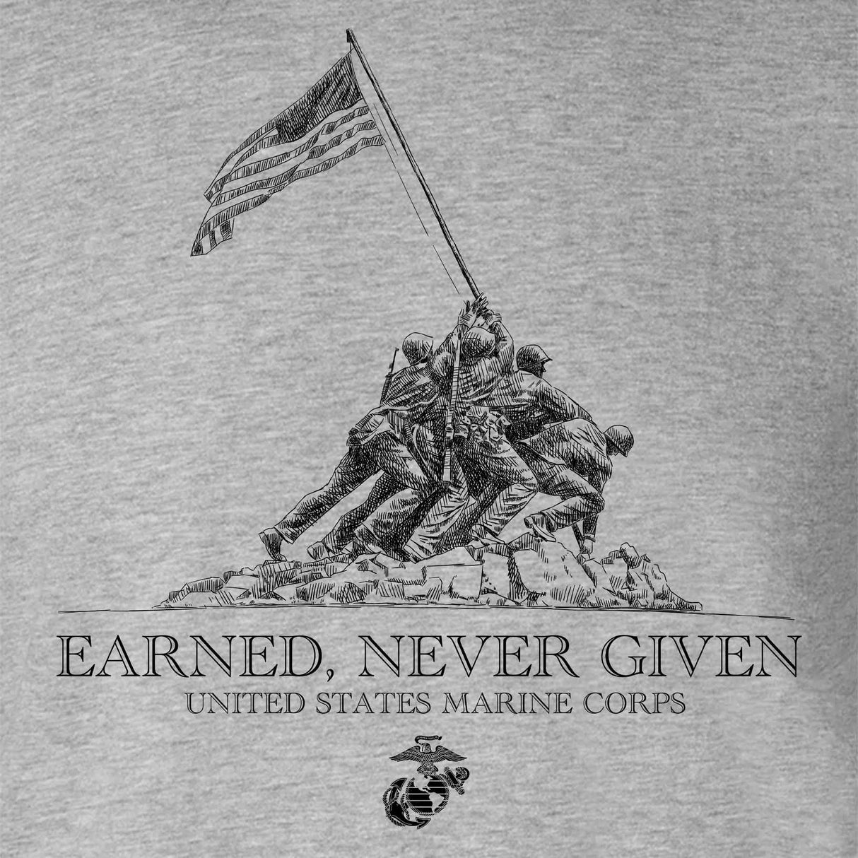 USMC Earned Never Given T-shirt - SGT GRIT