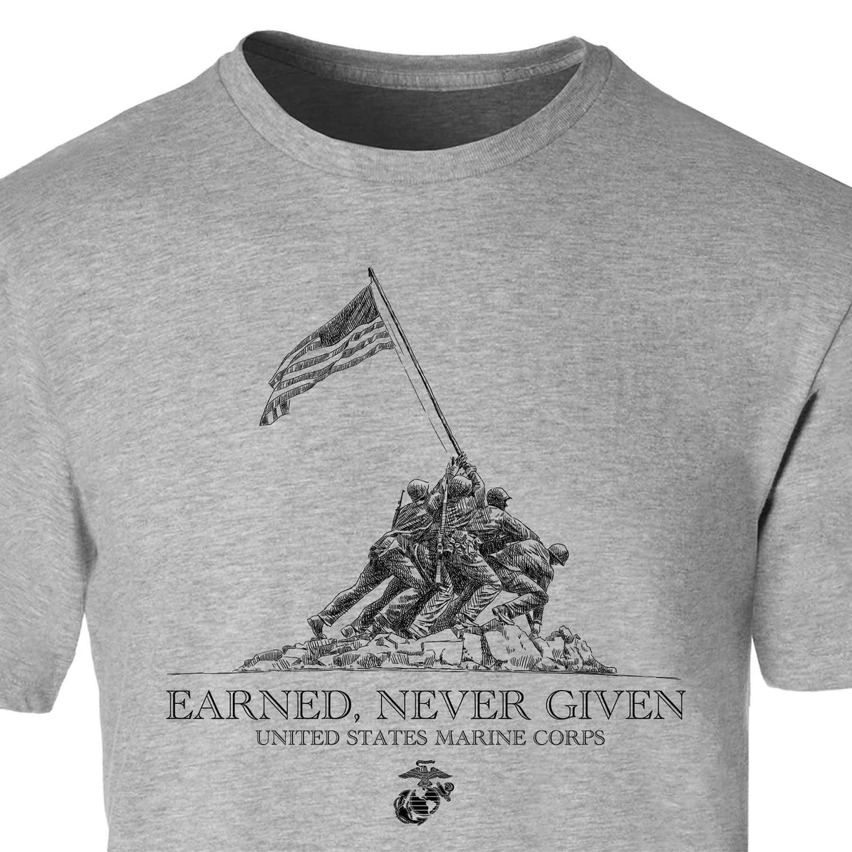 USMC Earned Never Given T-shirt - SGT GRIT