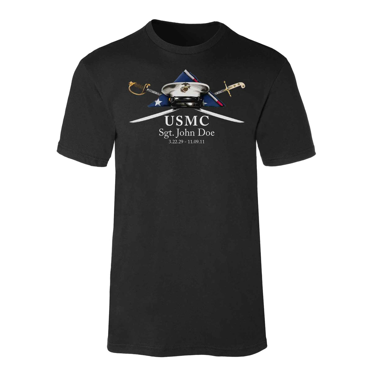 USMC Personalized Folded Flag Memorial T-shirt - SGT GRIT