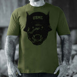 USMC Devil Dog Helmet T-shirt - OD Green - SGT GRIT