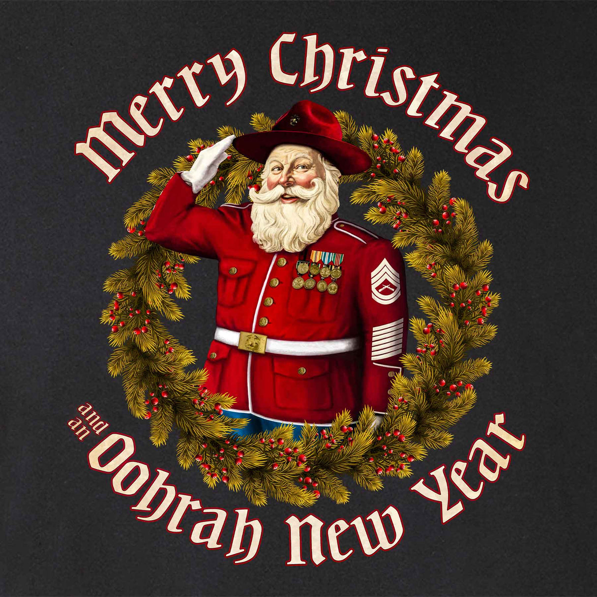 USMC Merry Christmas and an Oohrah New Year T-shirt - SGT GRIT