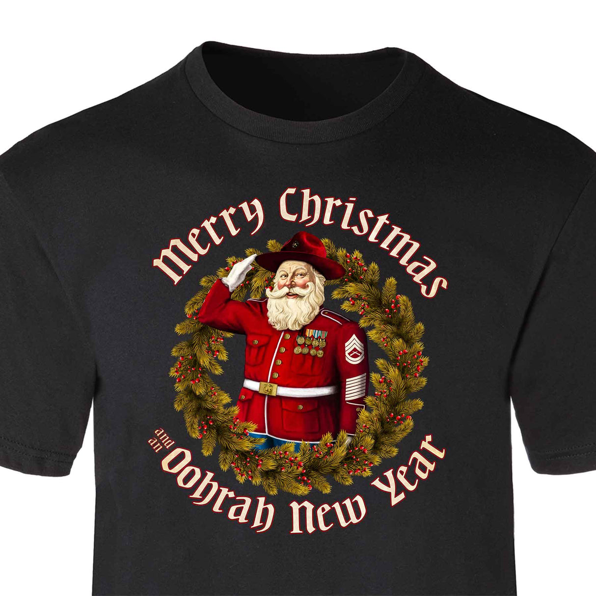 USMC Merry Christmas and an Oohrah New Year T-shirt - SGT GRIT