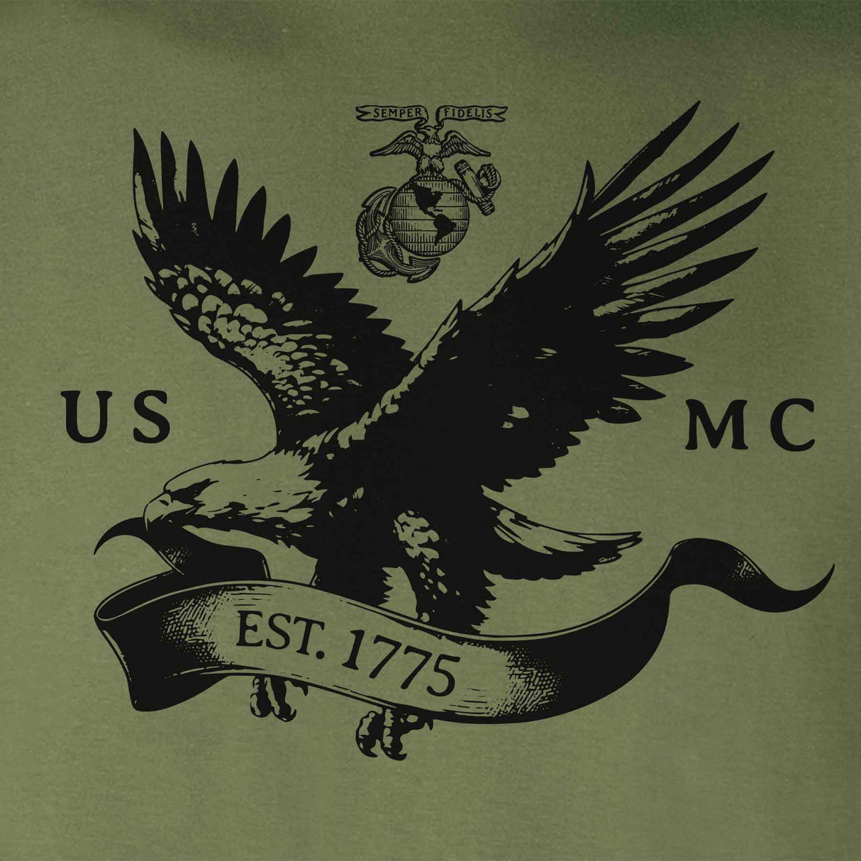 USMC Eagle With Banner T-shirt - SGT GRIT