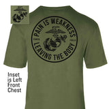 USMC Pain Is Weakness Leaving The Body T-shirt - SGT GRIT