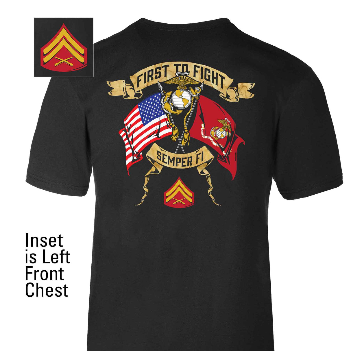 Choose Your Rank USMC And USA Crossed Flags T-shirt - SGT GRIT