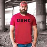 Black on Red USMC Letters T-Shirt - SGT GRIT