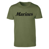 Marines (Single Word) T-Shirt Black on Olive Green - SGT GRIT