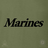 Marines (Single Word) T-Shirt Black on Olive Green - SGT GRIT