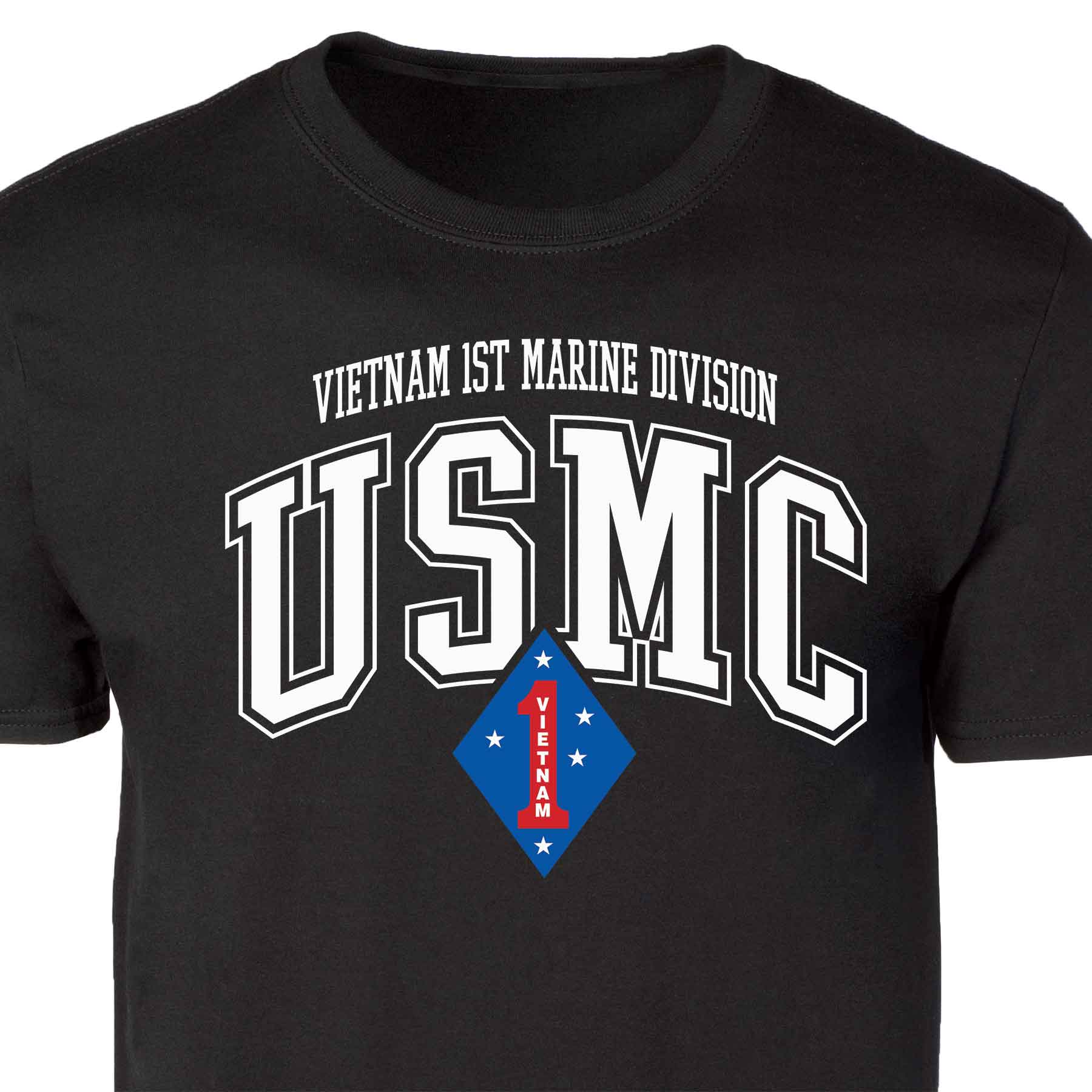 Vietnam 1st Marine Division Arched Patch Graphic T shirt SGT GRIT
