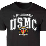 1st Battalion 3rd Marines Arched Patch Graphic T-shirt - SGT GRIT