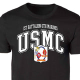 1st Battalion 6th Marines Arched Patch Graphic T-shirt - SGT GRIT