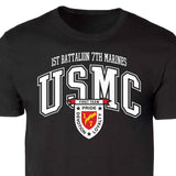 1st Battalion 7th Marines Arched Patch Graphic T-shirt - SGT GRIT