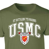 1st Battalion 7th Marines Arched Patch Graphic T-shirt - SGT GRIT