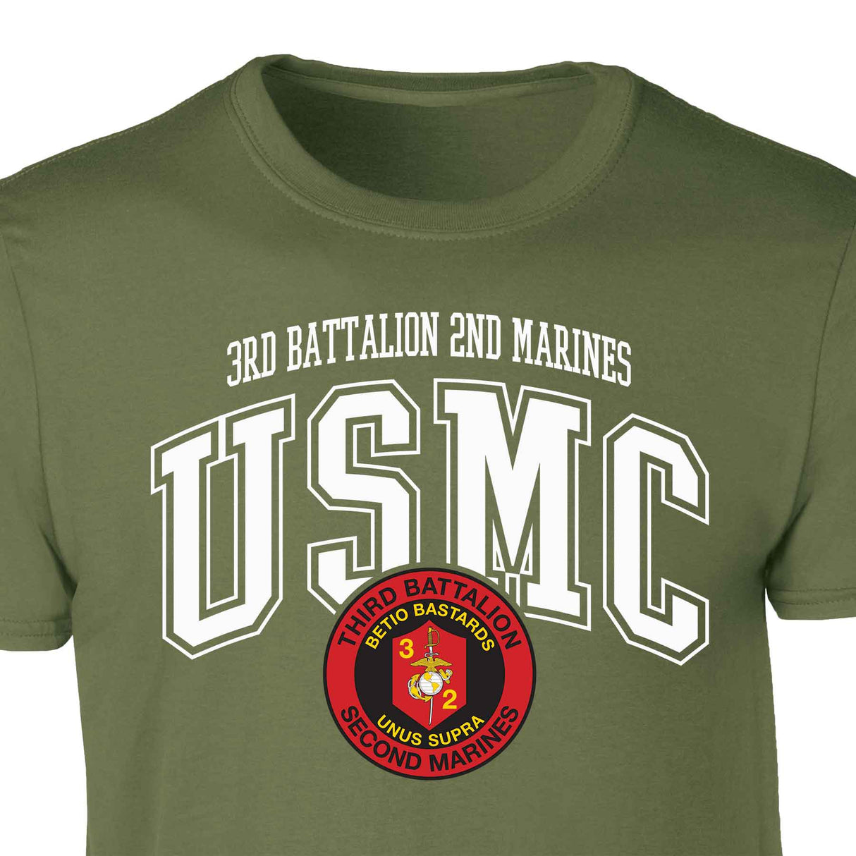 3rd Battalion 2nd Marines Arched Patch Graphic T-shirt - SGT GRIT