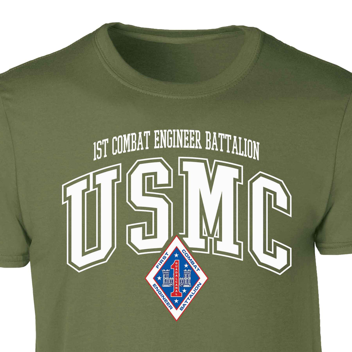 1st Combat Engineer Battalion Arched Patch Graphic T-shirt - SGT GRIT