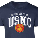 Red Marine Corps Aviation Arched Patch Graphic T-shirt - SGT GRIT