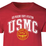 Red Marine Corps Aviation Arched Patch Graphic T-shirt - SGT GRIT