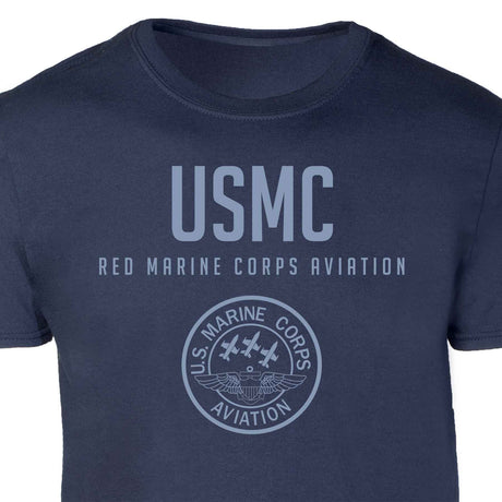 Red Marine Corps Aviation Tonal Patch Graphic T-shirt - SGT GRIT