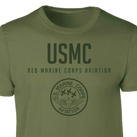 Red Marine Corps Aviation Tonal Patch Graphic T-shirt - SGT GRIT