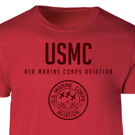 Red Marine Corps Aviation Tonal Patch Graphic T-shirt - SGT GRIT